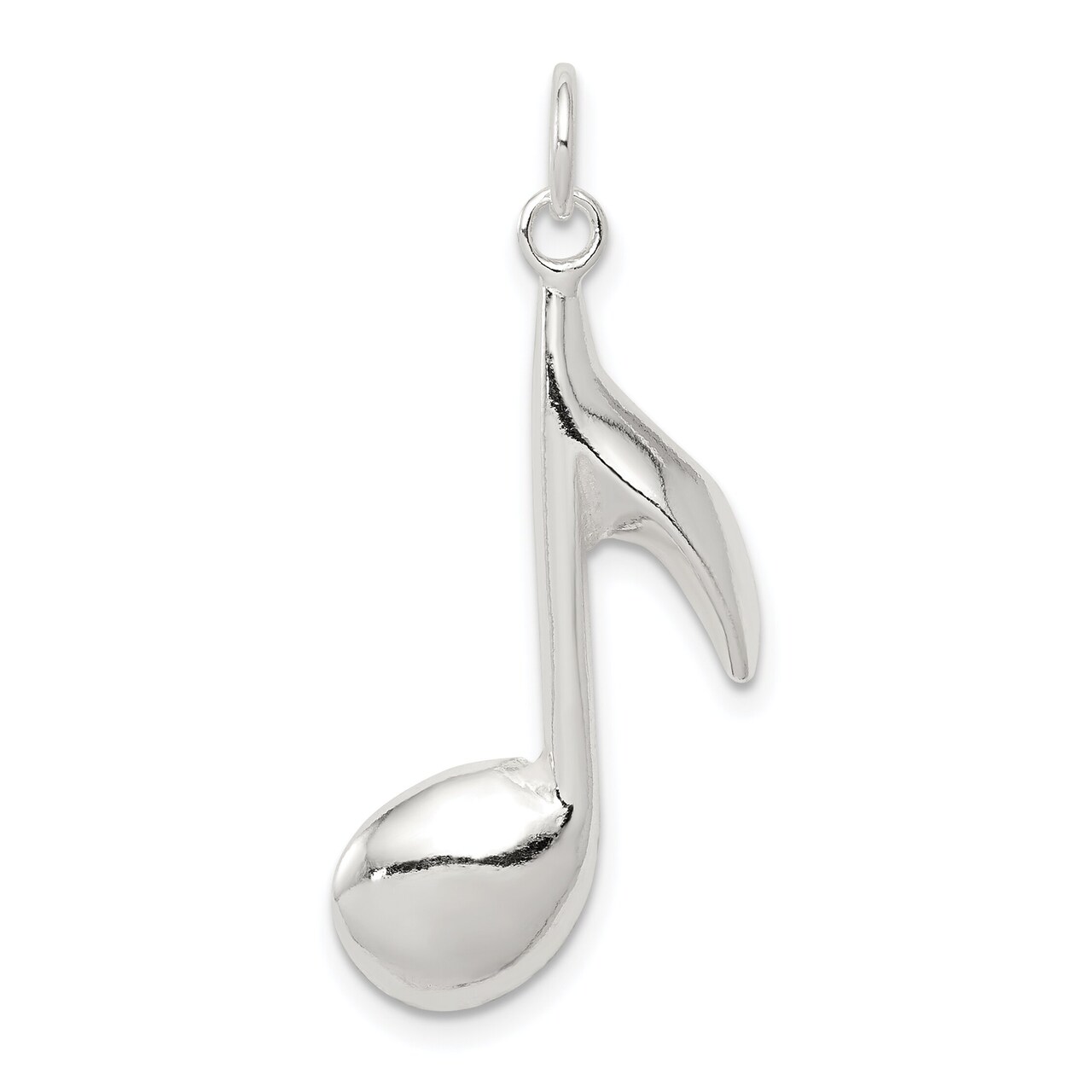 Sterling Silver Eighth Note Charm &#x26; 18&#x22; Chain Jewerly 32mm x 14.5mm